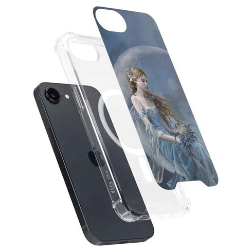 Fairy with Black Cat Sitting on Moon by Nene Thomas iPhone 16e MagSafe Case
