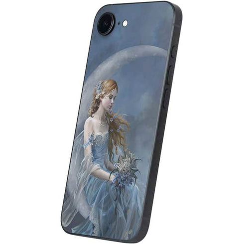 Fairy with Black Cat Sitting on Moon by Nene Thomas iPhone 16e Skin