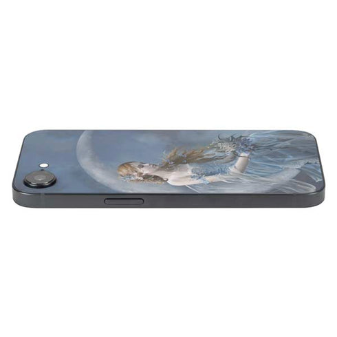 Fairy with Black Cat Sitting on Moon by Nene Thomas iPhone 16e Skin