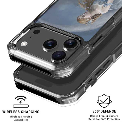 Fairy with Black Cat Sitting on Moon by Nene Thomas iPhone 18 Pro Clear Case
