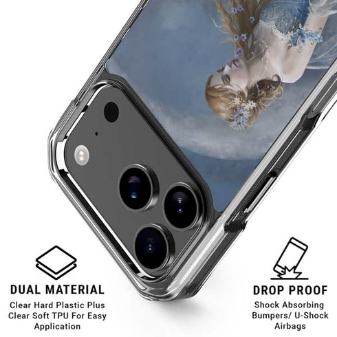 Fairy with Black Cat Sitting on Moon by Nene Thomas iPhone 18 Pro Clear Case