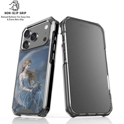 Fairy with Black Cat Sitting on Moon by Nene Thomas iPhone 18 Pro Clear Case