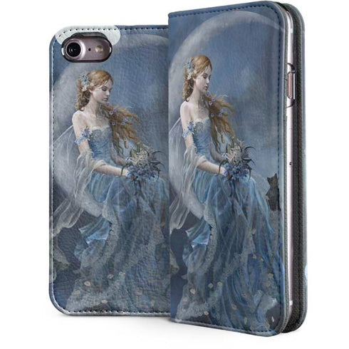 Fairy with Black Cat Sitting on Moon by Nene Thomas iPhone 7 Folio Case