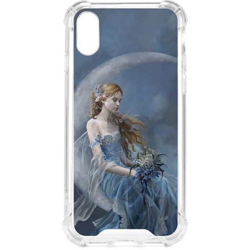 Fairy with Black Cat Sitting on Moon by Nene Thomas iPhone XS Clear Case