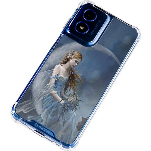 Fairy with Black Cat Sitting on Moon by Nene Thomas Moto G Play 4G (2024) Clear Case