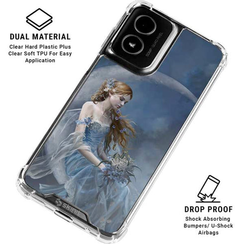 Fairy with Black Cat Sitting on Moon by Nene Thomas Moto G Power 5G (2024) Clear Case