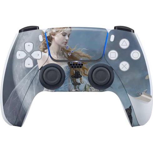 Fairy with Black Cat Sitting on Moon by Nene Thomas PS5 Pro Bundle Skin