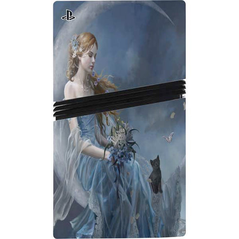 Fairy with Black Cat Sitting on Moon by Nene Thomas PS5 Pro Console Skin