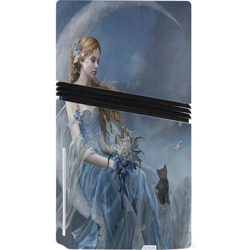 Fairy with Black Cat Sitting on Moon by Nene Thomas PS5 Pro Disk Bundle Skin