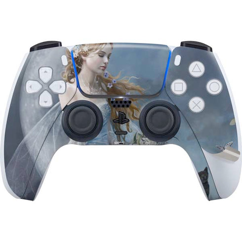 Fairy with Black Cat Sitting on Moon by Nene Thomas PS5 Pro Disk Bundle Skin