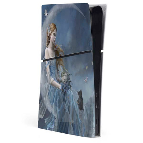 Fairy with Black Cat Sitting on Moon by Nene Thomas PlayStation PS5 Skins
