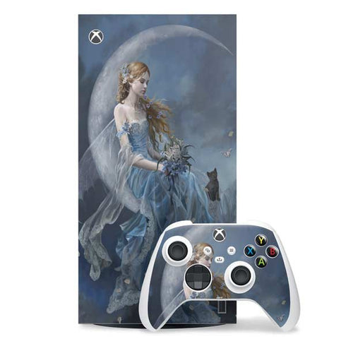 Fairy with Black Cat Sitting on Moon by Nene Thomas Xbox Series X Skins