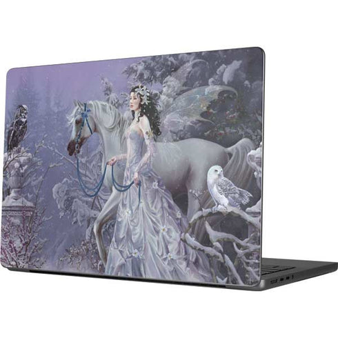 Fairy with Horse in Snow by Nene Thomas Apple MacBook Pro 14-inch Skin
