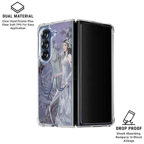 Fairy with Horse in Snow by Nene Thomas Galaxy Z Fold6 Clear Case