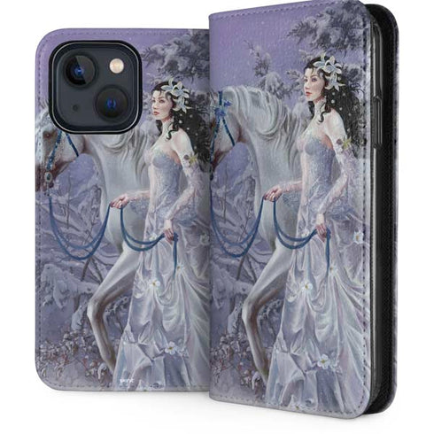 Fairy with Horse in Snow by Nene Thomas iPhone 13 Folio Case