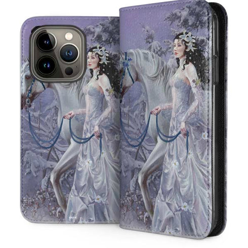 Fairy with Horse in Snow by Nene Thomas iPhone 13 Pro Folio Case