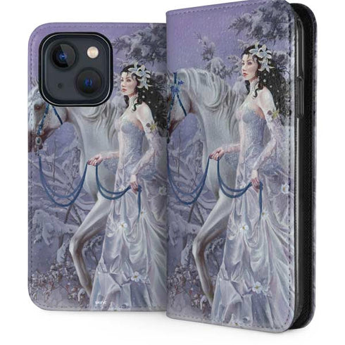 Fairy with Horse in Snow by Nene Thomas iPhone 14 Plus Folio Case