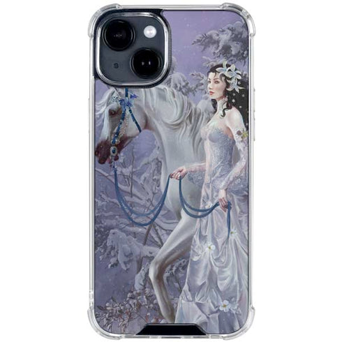 Fairy with Horse in Snow by Nene Thomas iPhone 15 Clear Case