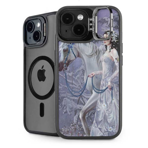 Fairy with Horse in Snow by Nene Thomas iPhone 15 Kickstand Case