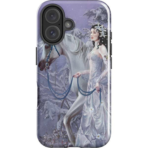 Fairy with Horse in Snow by Nene Thomas iPhone 16 Impact Case
