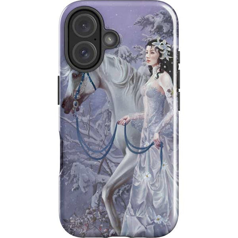 Fairy with Horse in Snow by Nene Thomas iPhone 16 Plus Impact Case