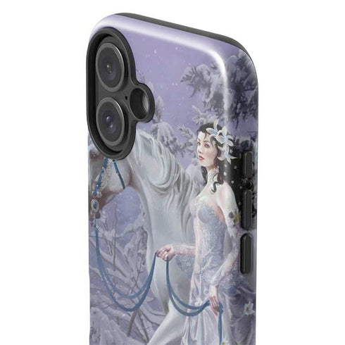 Fairy with Horse in Snow by Nene Thomas iPhone 16 Plus Impact Case