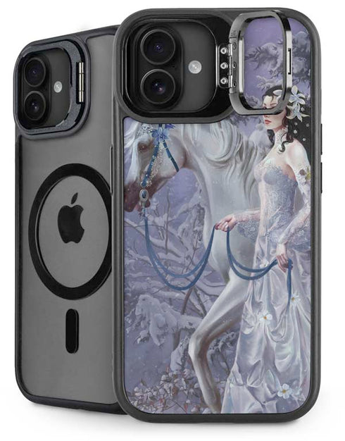 Fairy with Horse in Snow by Nene Thomas iPhone 16 Plus Kickstand Case