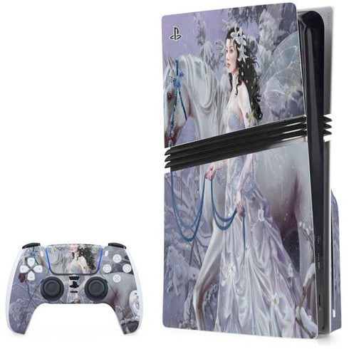 Fairy with Horse in Snow by Nene Thomas PS5 Pro Disk Bundle Skin