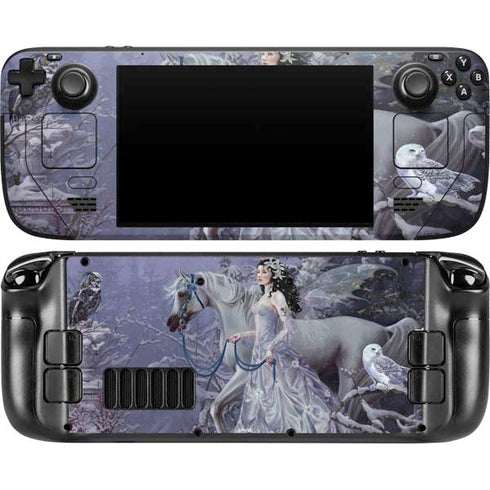 Fairy with Horse in Snow by Nene Thomas Steam Deck Handheld Gaming Computer OLED Skin