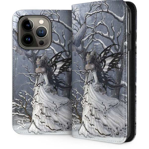 Fairy with Owl in Snow by Nene Thomas iPhone 13 Pro Folio Case
