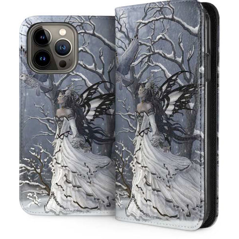 Fairy with Owl in Snow by Nene Thomas iPhone 13 Pro Max Folio Case