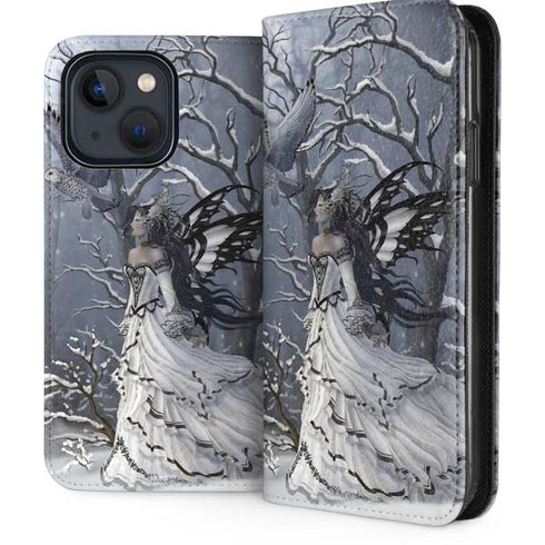 Fairy with Owl in Snow by Nene Thomas iPhone 14 Folio Case