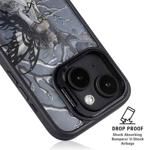 Fairy with Owl in Snow by Nene Thomas iPhone 14 Plus Kickstand Case