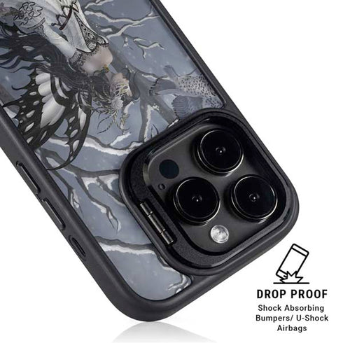Fairy with Owl in Snow by Nene Thomas iPhone 14 Pro Kickstand Case