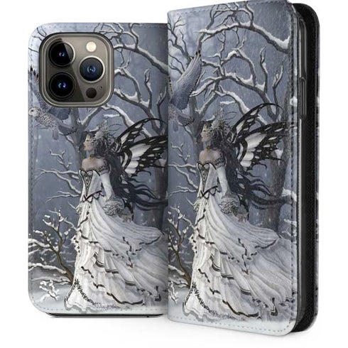 Fairy with Owl in Snow by Nene Thomas iPhone 14 Pro Max Folio Case