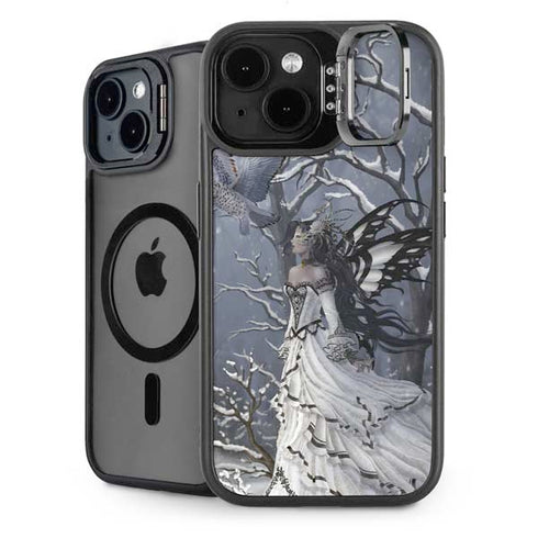 Fairy with Owl in Snow by Nene Thomas iPhone 15 Kickstand Case