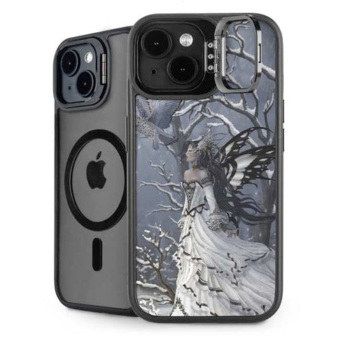 Fairy with Owl in Snow by Nene Thomas iPhone 15 Plus Kickstand Case