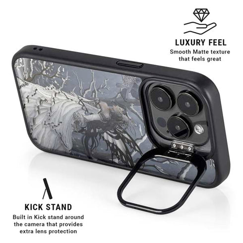 Fairy with Owl in Snow by Nene Thomas iPhone 15 Pro Kickstand Case