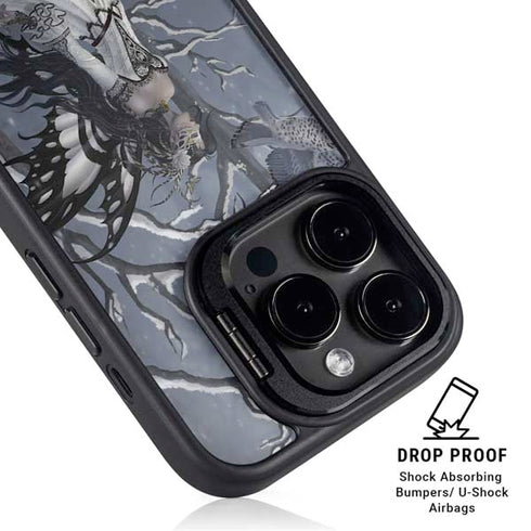 Fairy with Owl in Snow by Nene Thomas iPhone 15 Pro Kickstand Case