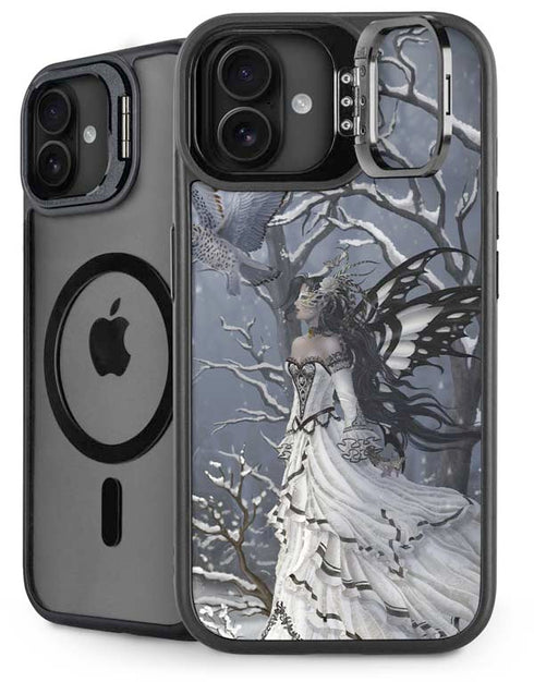 Fairy with Owl in Snow by Nene Thomas iPhone 16 Kickstand Case