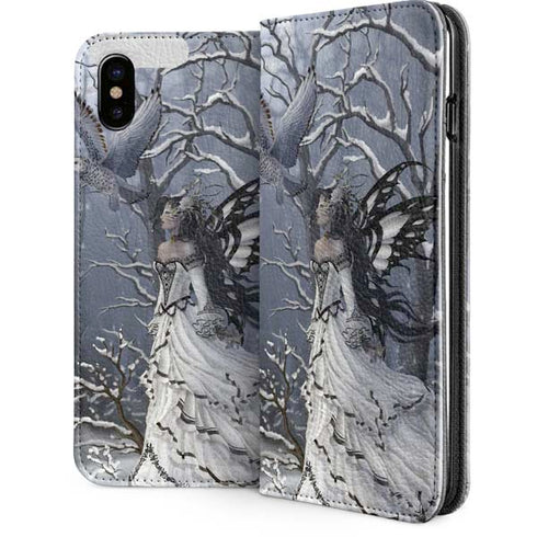 Fairy with Owl in Snow by Nene Thomas iPhone 8 Folio Case