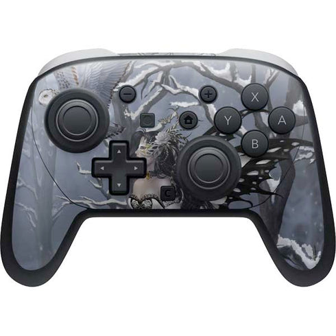 Fairy with Owl in Snow by Nene Thomas Nintendo Switch 2 (2025) Pro Controller Skin