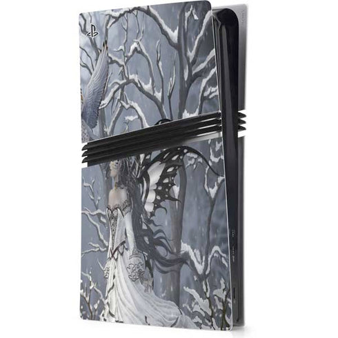 Fairy with Owl in Snow by Nene Thomas PS5 Pro Console Skin