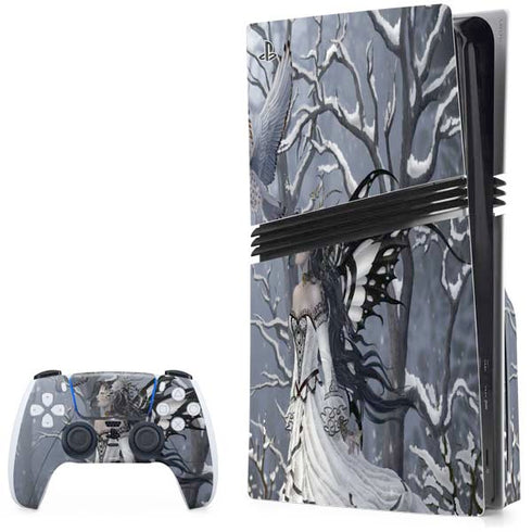 Fairy with Owl in Snow by Nene Thomas PS5 Pro Disk Bundle Skin