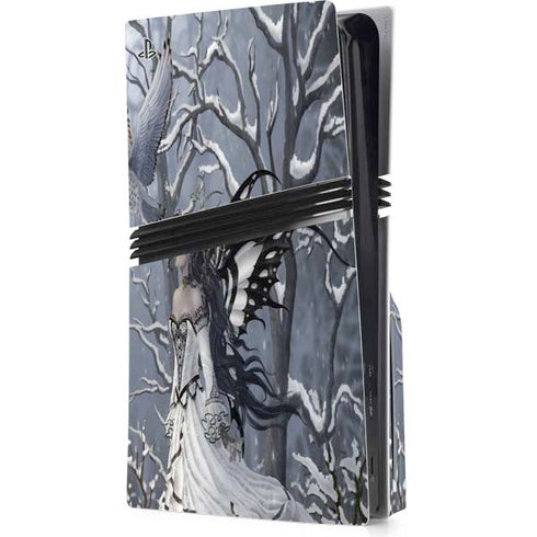 Fairy with Owl in Snow by Nene Thomas PS5 Pro Disk Console Skin