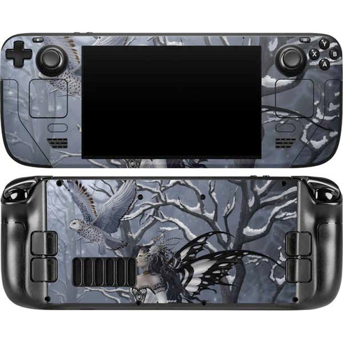 Fairy with Owl in Snow by Nene Thomas Steam Deck Handheld Gaming Computer OLED Skin