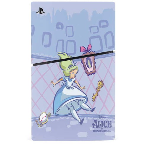 Disney Alice in Wonderland Falling down the Rabbit Hole PS5 Slim Disk Console Skin