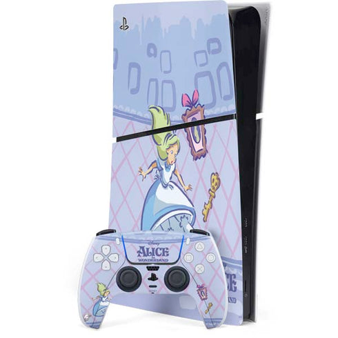 Disney Alice in Wonderland Falling down the Rabbit Hole PS5 Slim Digital Edition Bundle Skin