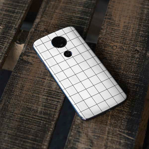White Grid Moto E5 Plus Skin