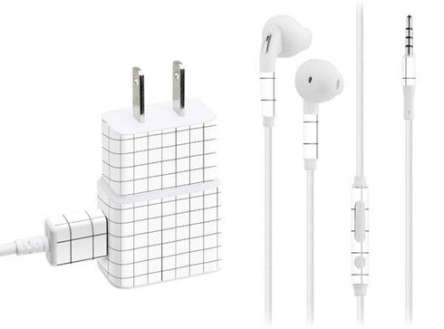 White Grid Phone Charger Skin